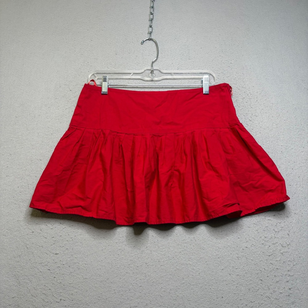 Charlotte Russe Mini Skirt Women 5 Red Pleated Drop Waist Y2K Cotton 64581